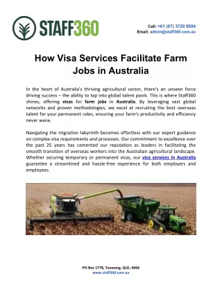 How Visa Services Facilitate Farm Jobs in Australia