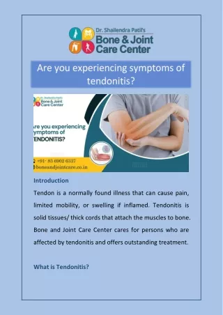 Are you experiencing symptoms of tendonitis