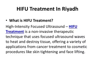 HIFU Treatment In Riyadh