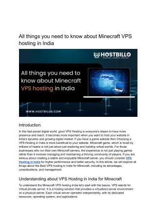 All things you need to know about Minecraft VPS hosting in India