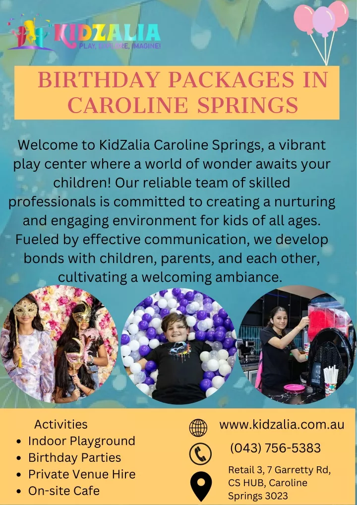 birthday packages in caroline springs