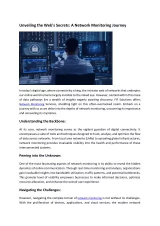 Unveiling the Web's Secrets_ A Network Monitoring Journey