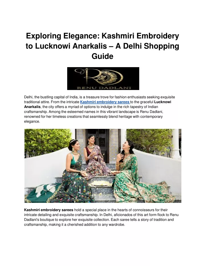 exploring elegance kashmiri embroidery to lucknowi anarkalis a delhi shopping guide