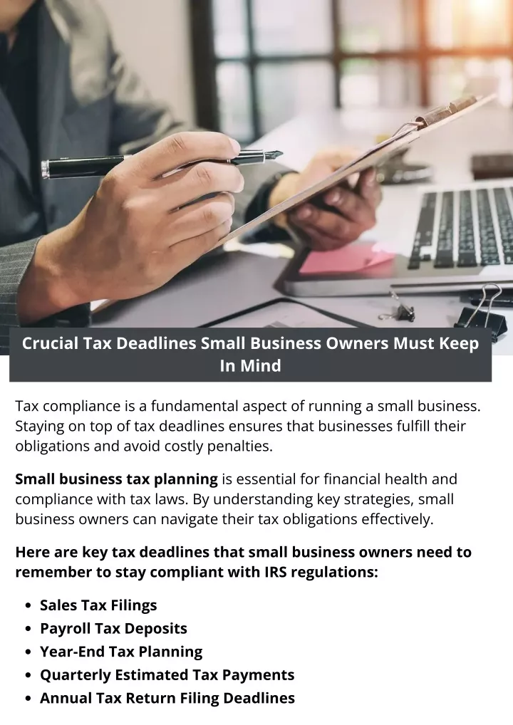 crucial tax deadlines small business owners must