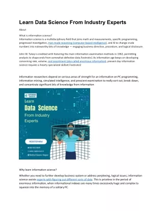 Learn Data Science From Industry Experts