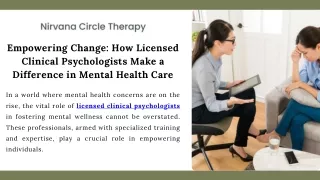 Empowering Change How Licensed Clinical Psychologists Make a Difference in Mental Health Care