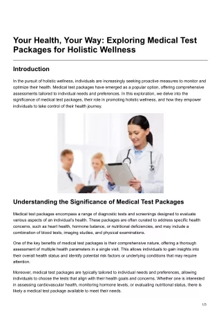 Your Health, Your Way Exploring Medical Test Packages for Holistic Wellness