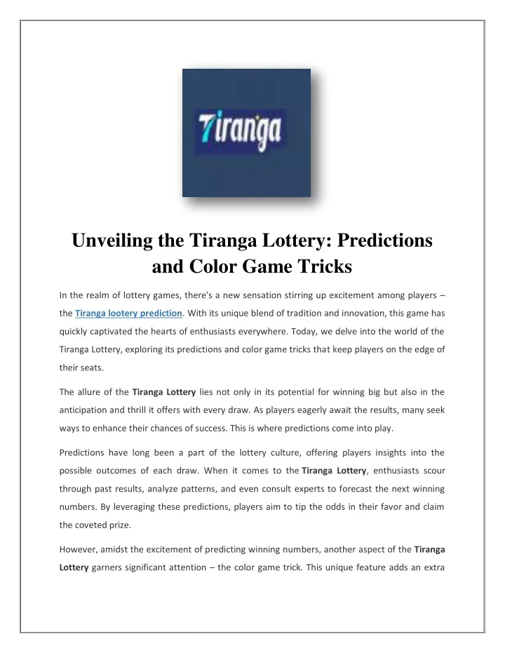 unveiling the tiranga lottery predictions