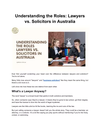 Understanding the Roles_ Lawyers vs. Solicitors in Australia
