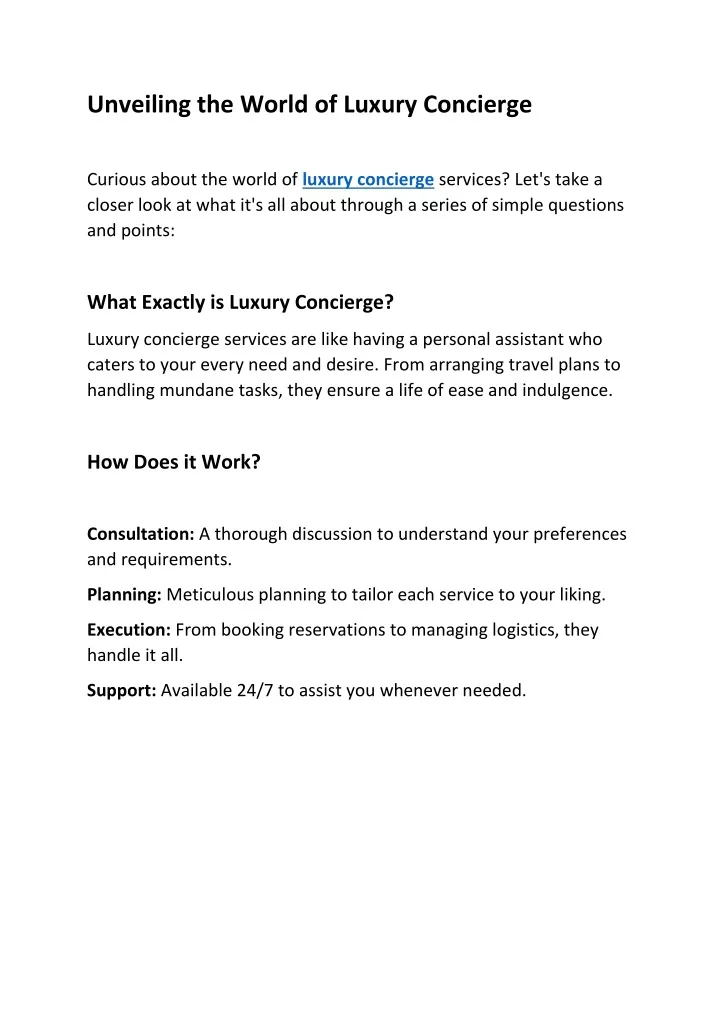 unveiling the world of luxury concierge