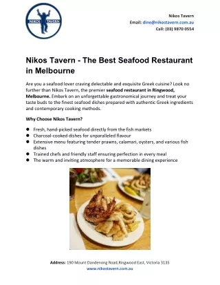 Nikos Tavern - The Best Seafood Restaurant in Melbourne