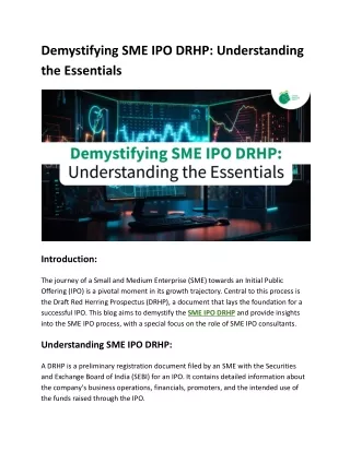 Demystifying SME IPO DRHP - Understanding the Essentials