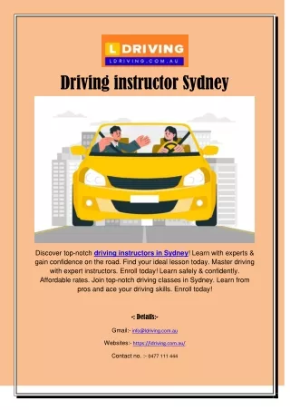 Driving classes Sydney | L Driving
