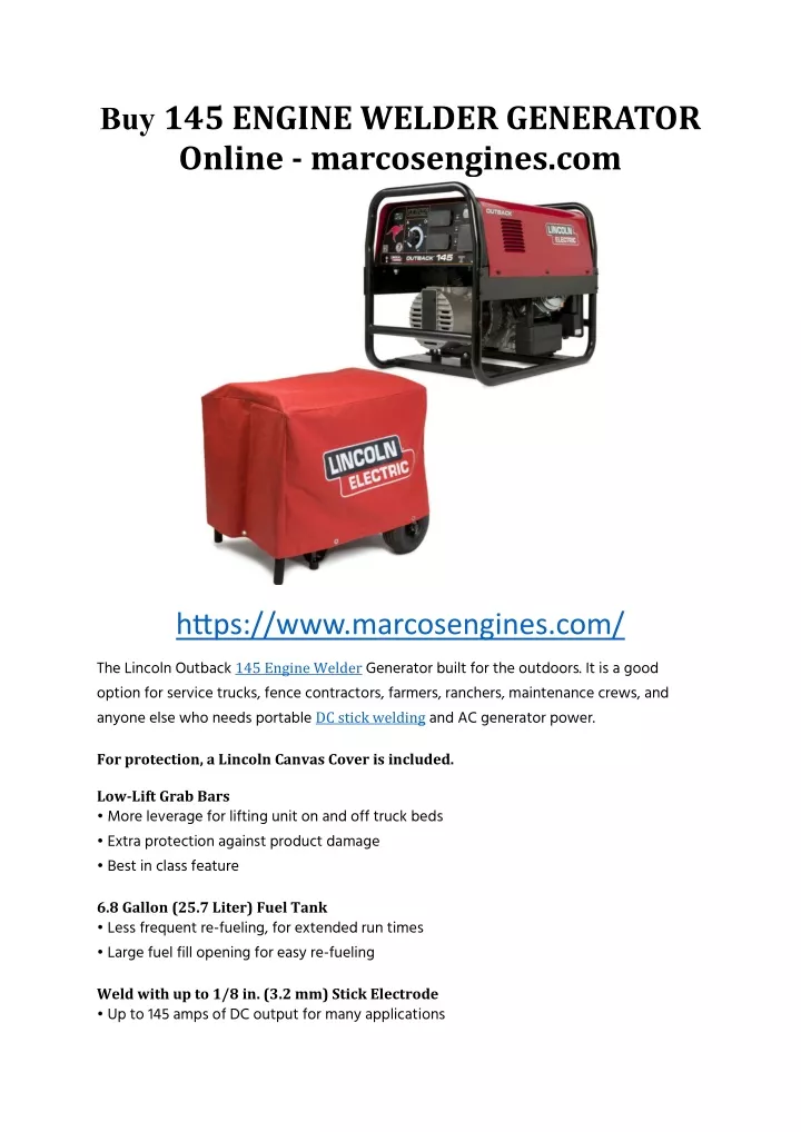 buy 145 engine welder generator online