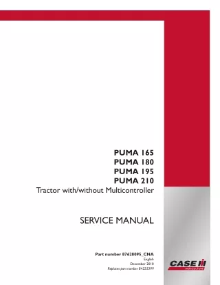CASE IH PUMA 180 Tractor Service Repair Manual Instant Download