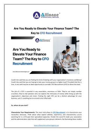 Are You Ready to Elevate Your Finance Team The Key to CFO Recruitment