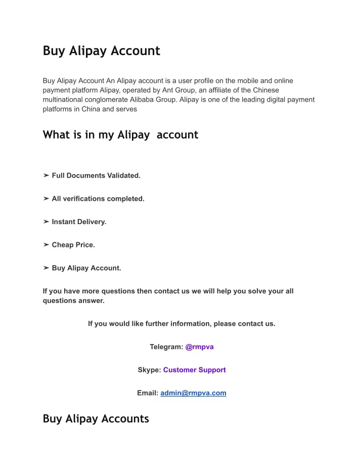 buy alipay account