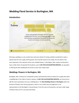 Wedding Floral Service in Burlington