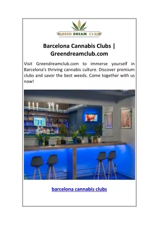 Barcelona Cannabis Clubs  Greendreamclub.com