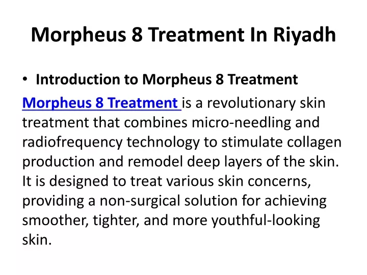 morpheus 8 treatment in riyadh