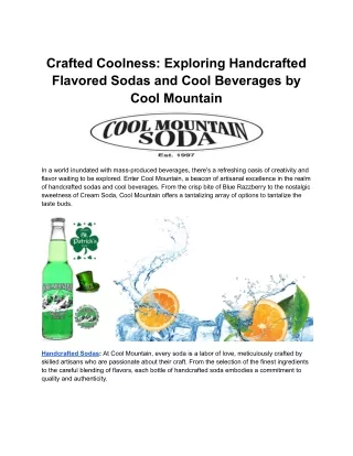 Crafted Coolness_ Exploring Handcrafted Flavored Sodas and Cool Beverages by Cool Mountain