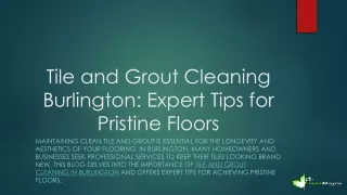 Tile and Grout Cleaning Burlington Expert Tips for Pristine Floors