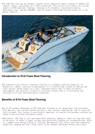 Enhancing Your Boating Experience with IDALAKE's Premium EVA Foam Flooring