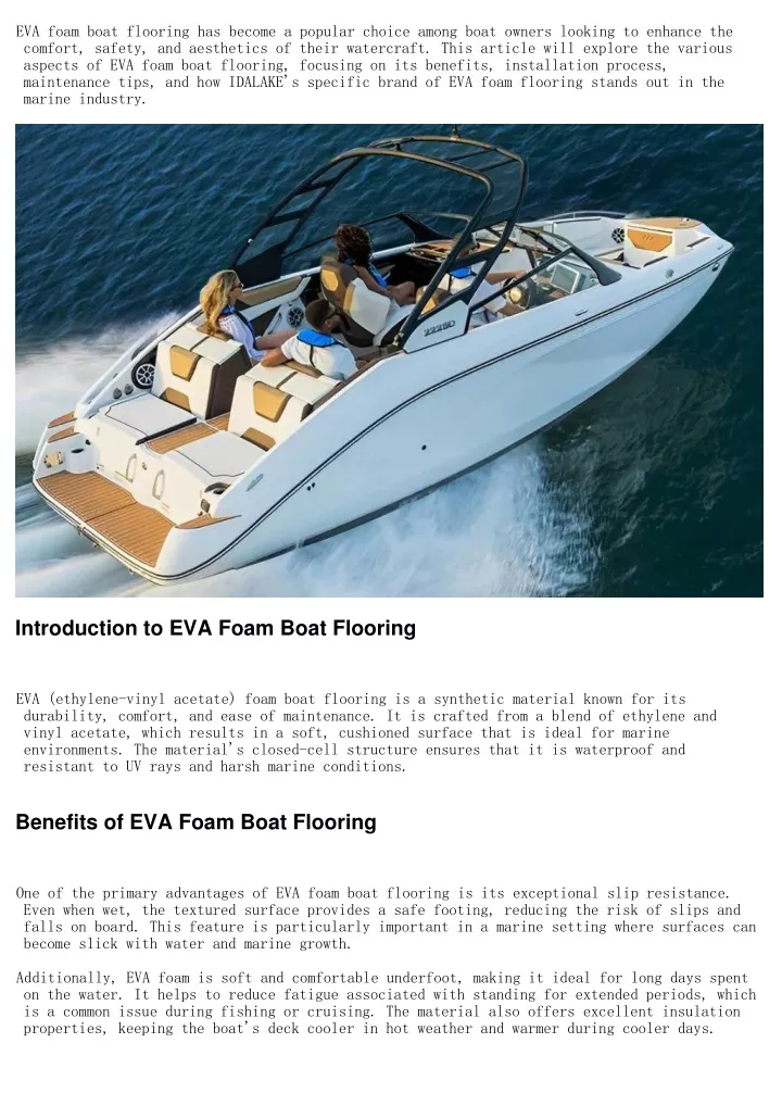 eva foam boat flooring has become a popular