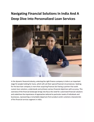Navigating Financial Solutions In India And A Deep Dive Into Loan Services