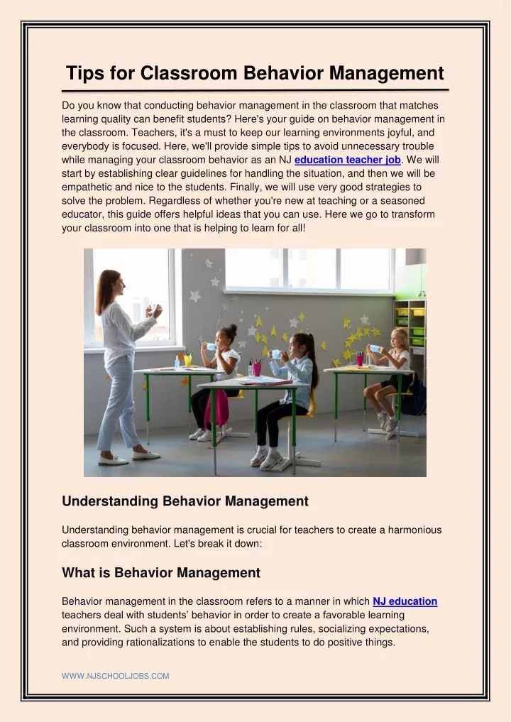 tips for classroom behavior management