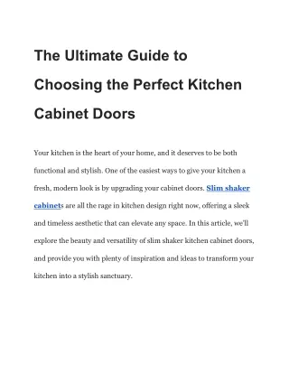 The Ultimate Guide to Choosing the Perfect Kitchen Cabinet Doors