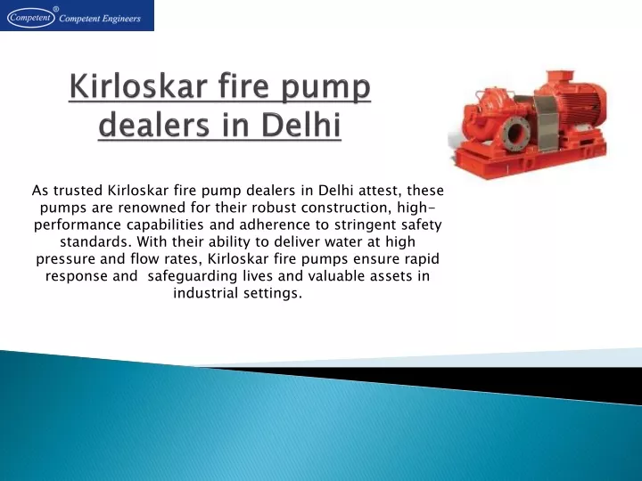 kirloskar fire pump dealers in delhi