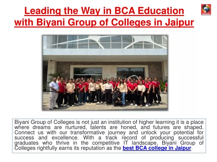 leading the way in bca education with biyani group of colleges in jaipur