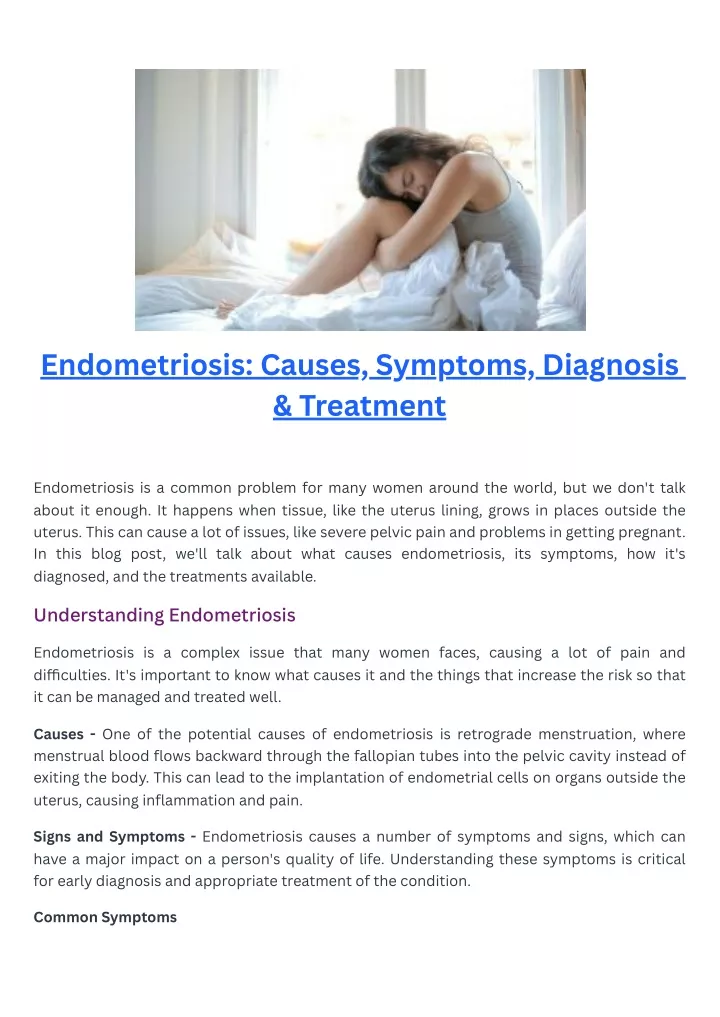 endometriosis causes symptoms diagnosis treatment