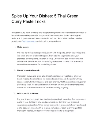 Spice Up Your Dishes_ 5 Thai Green Curry Paste Tricks