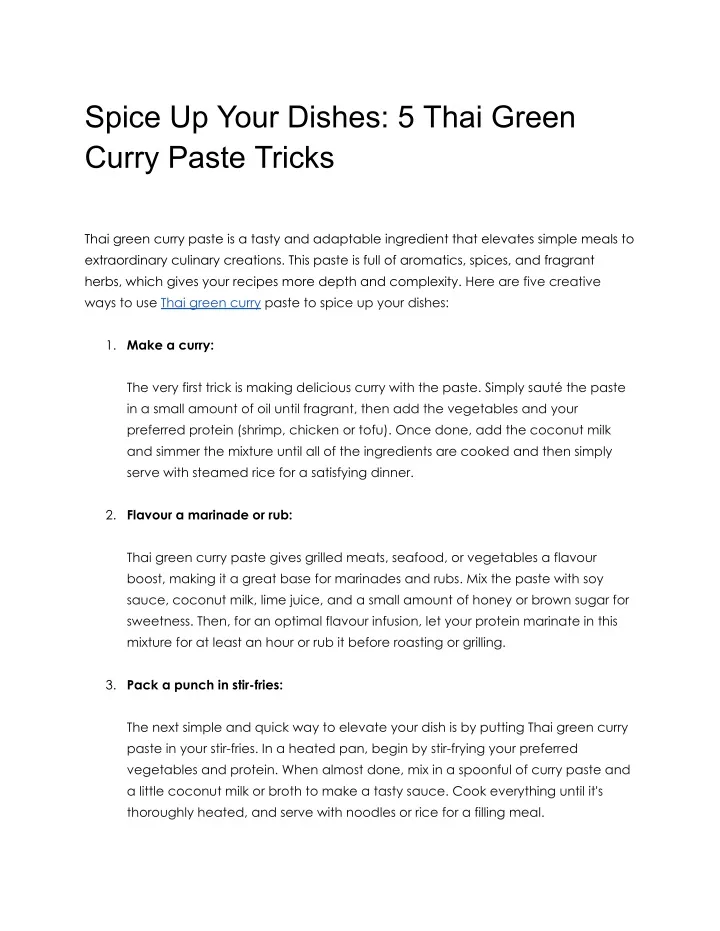 spice up your dishes 5 thai green curry paste
