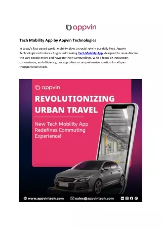 Tech Mobility App - Appvin Technologies