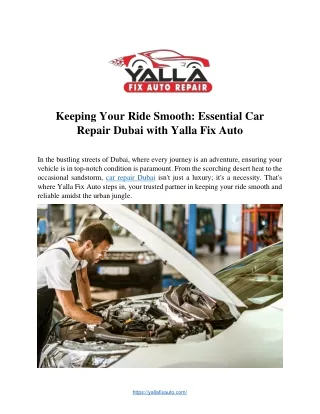 Keeping Your Ride Smooth: Essential Car  Repair Dubai with Yalla Fix Auto