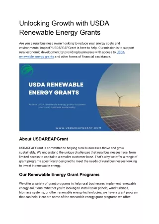 USDA renewable energy grants