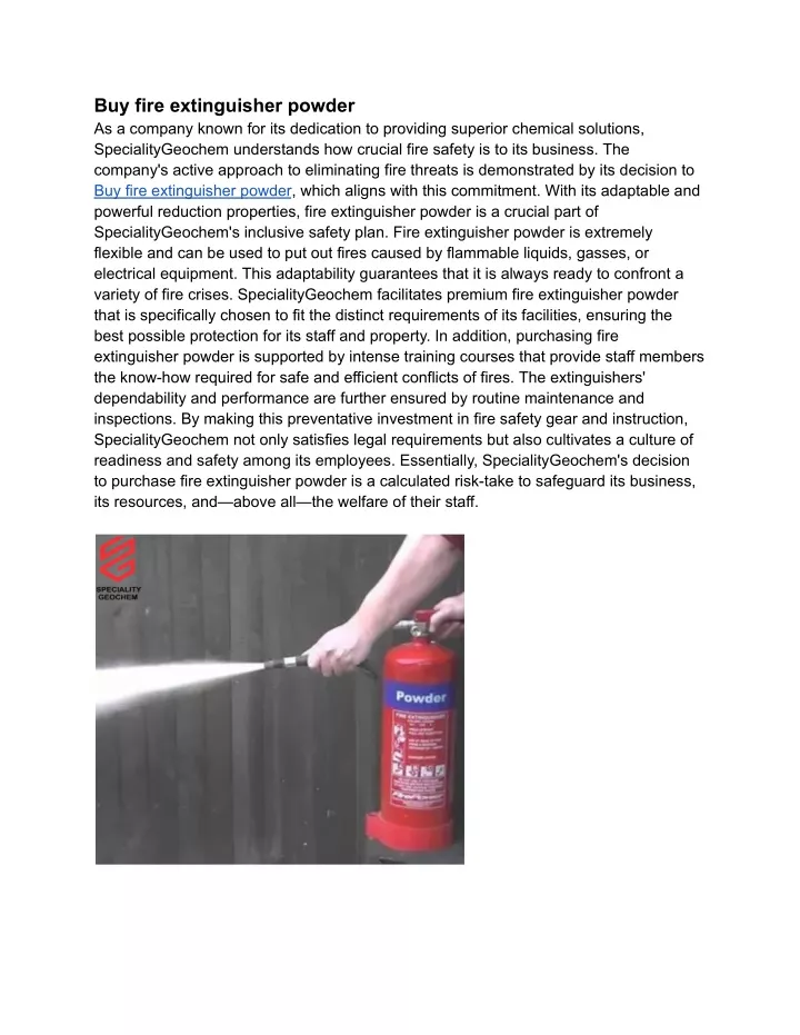 buy fire extinguisher powder as a company known