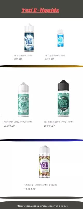 Yeti E-liquids in UK