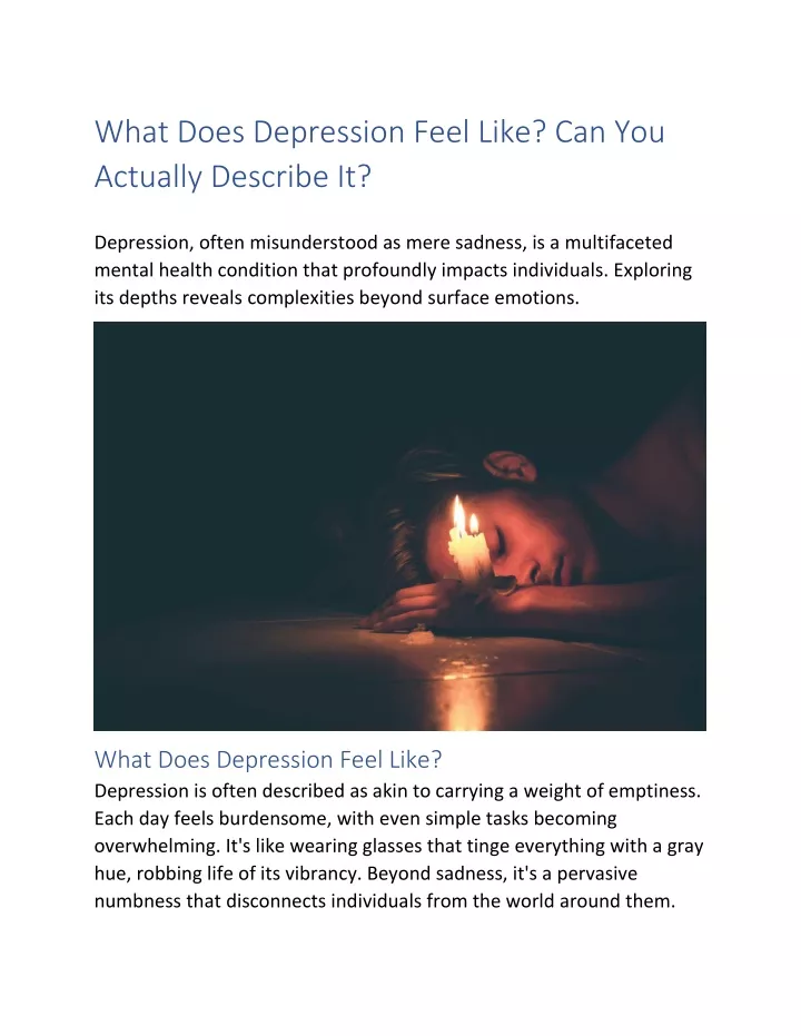 what does depression feel like can you actually