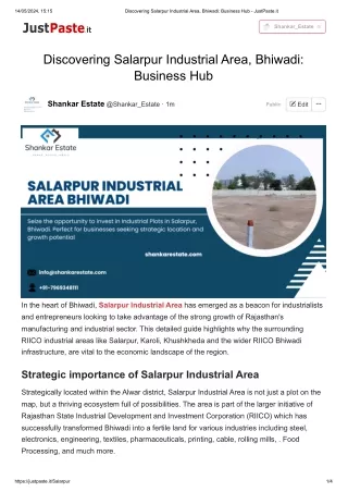 Discovering Salarpur Industrial Area, Bhiwadi_ Business Hub -