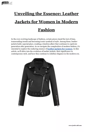 Unveiling the Essence_ Leather Jackets for Women in Modern Fashion