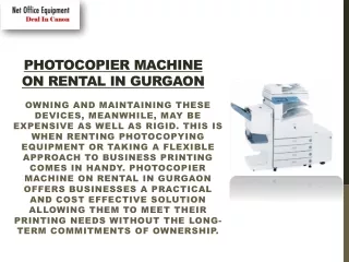 Photocopier Machine on Rental in Gurgaon: A Flexible Approach to  Office Printin