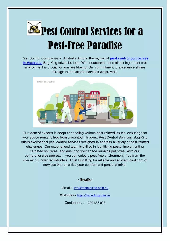 pest control services for a pest free paradise