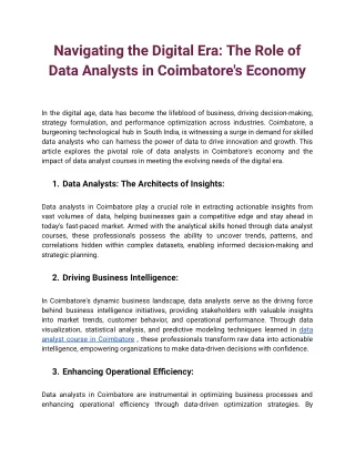 Navigating the Digital Era_ The Role of Data Analysts in Coimbatore's Economy