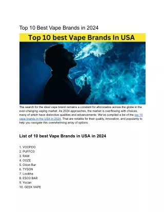 Top 10 best Vape Brands in USA