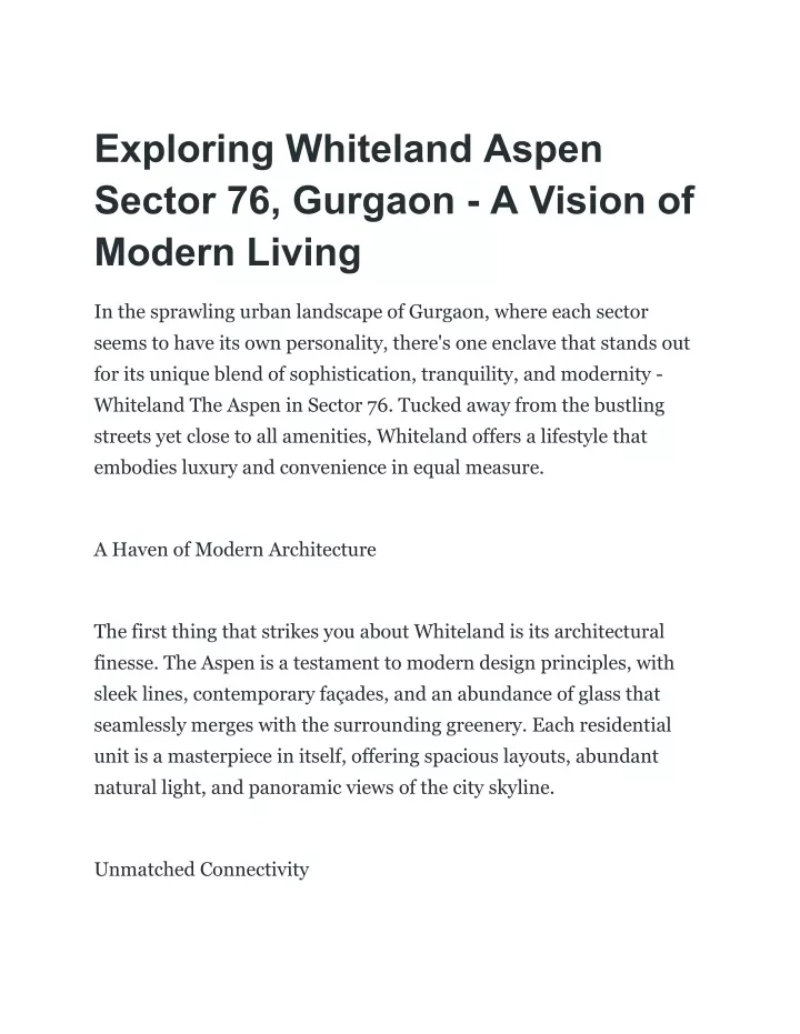 exploring whiteland aspen sector 76 gurgaon