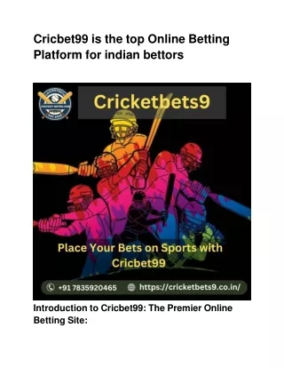 Cricbet99 is the top Online Betting Platform for Indian bettors
